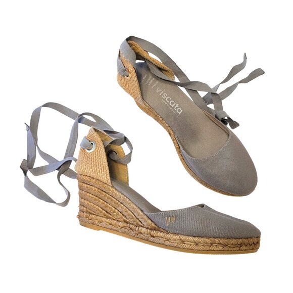 Viscata Lace Up Canvas Espadrille Wedges 39 - Picture 1 of 10